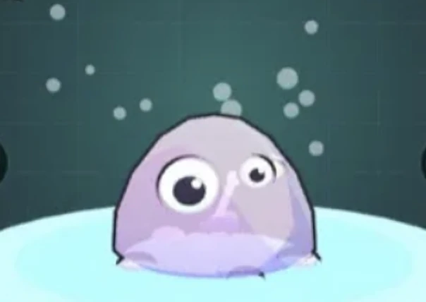 Goo, a lavender blob with two big eyes.